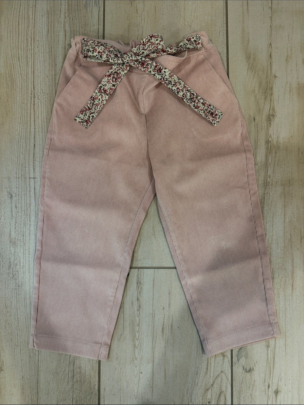 Toddler Chenille Pants with Floral Tie Waist